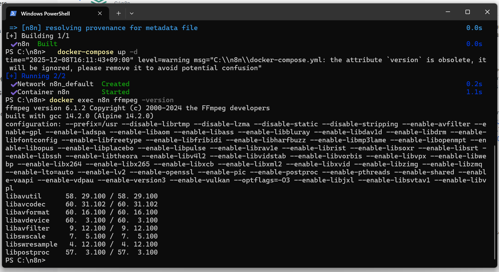 Dockerビルド成功