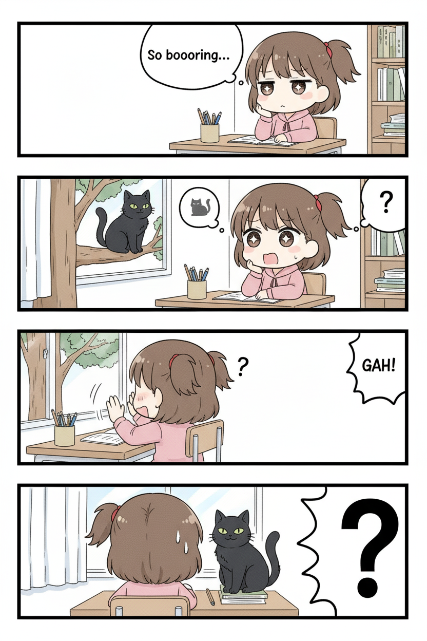 4コマ(猫と少女)